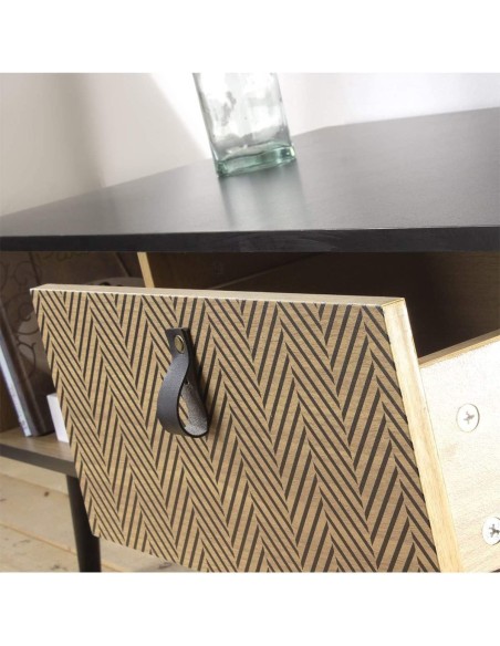 Table Basse Avec Poignée Effet Cuir Noir Atmosphera