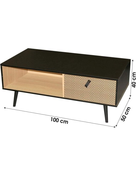 Table Basse Avec Poignée Effet Cuir Noir Atmosphera