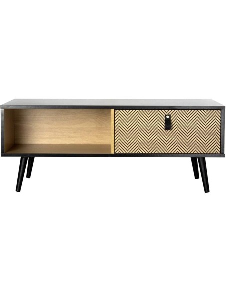 Table Basse Avec Poignée Effet Cuir Noir Atmosphera