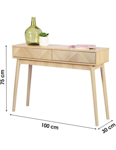 Console Avec 2 Tiroirs Systeme Shelby Beige Atmosphera