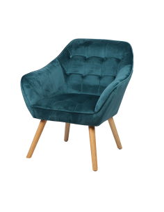 Fauteuil En Velours Oly Bleu Canard Atmosphera