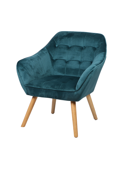 Fauteuil En Velours Oly Bleu Canard Atmosphera