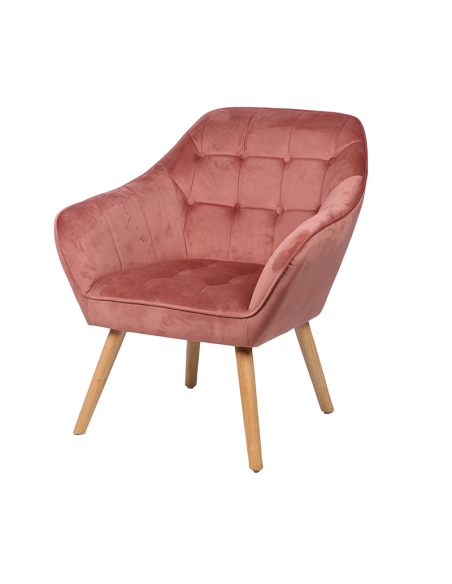 Fauteuil En Velours Oly Rose Atmosphera