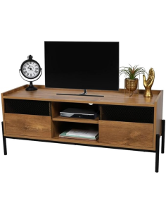Meuble Tv 2 Portes En Bois Marron Atmosphera