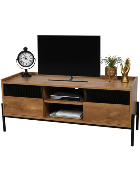 Meuble Tv 2 Portes En Bois Marron Atmosphera