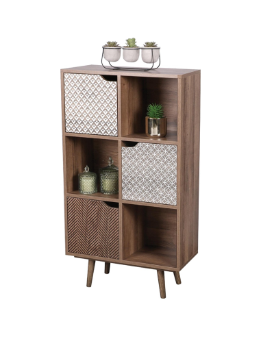 Bibliothèque Avec 6 Casiers Et 3 Portes Marron Atmosphera