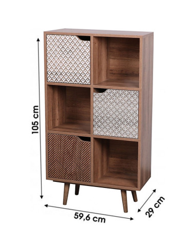 Bibliothèque Avec 6 Casiers Et 3 Portes Marron Atmosphera