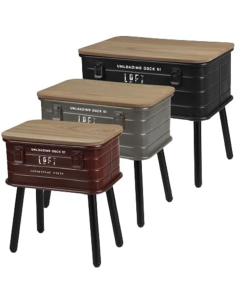 Set De 3 Tables Caisse Loft & Métal Multicolore Atmosphera