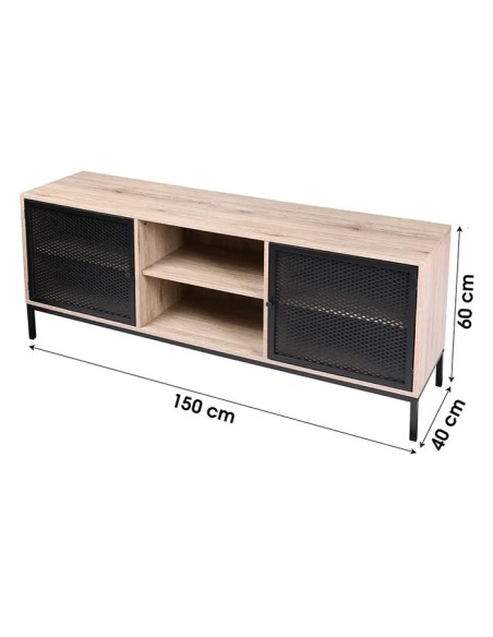 Meuble Tv En Bois Avec Grillage Soho Marron Five