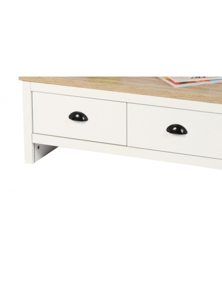 Table Basse Avec 2 Tiroirs Virginia Blanche Atmosphera