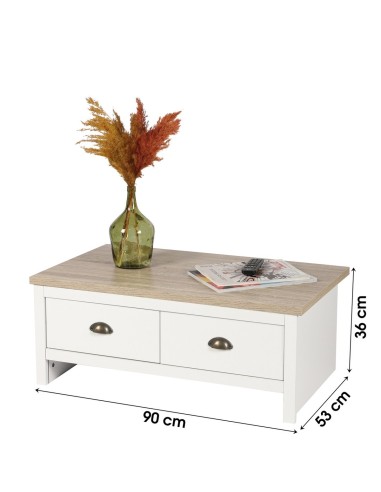 Table Basse Avec 2 Tiroirs Virginia Blanche Atmosphera