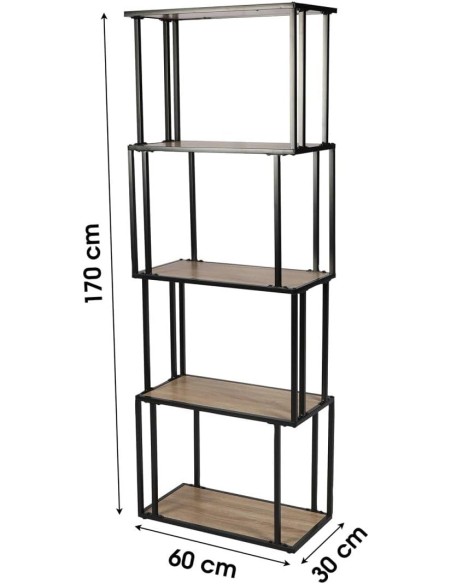 Bibliothèque 5 Niveaux Design Colorado Noire Atmosphera