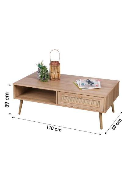 Table Basse Avec 1 Tiroir Bali Beige Atmosphera
