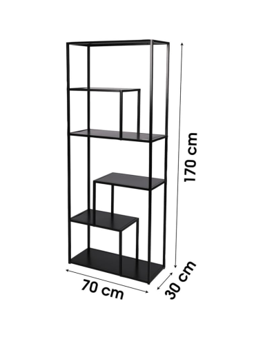 Bibliothèque 6 Niveaux En Métal Madison Noir Atmosphera