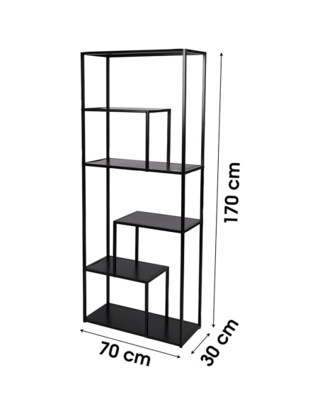 Bibliothèque 6 Niveaux En Métal Madison Noir Atmosphera