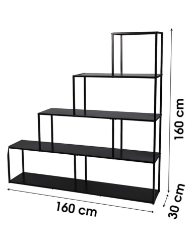 Bibliothèque Escalier 4 Niveaux En Métal Madison Noir Atmosphera