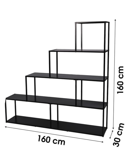 Bibliothèque Escalier 4 Niveaux En Métal Madison Noir Atmosphera