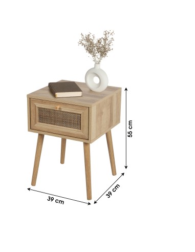 Table De Chevet Avec 1 Tiroir Bali Beige Atmosphera