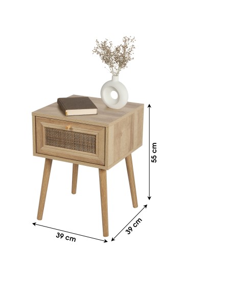 Table De Chevet Avec 1 Tiroir Bali Beige Atmosphera