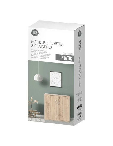 Armoire De Bureau 3 Étagères Avec 2 Portes Pratik Beige Five