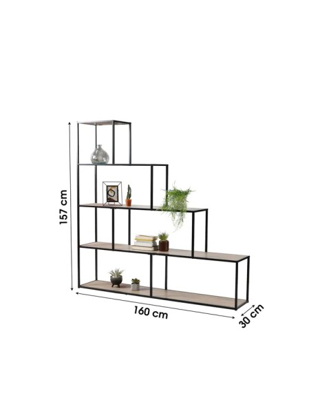 Bibliothèque 5 Niveaux Design Colorado Noir Five