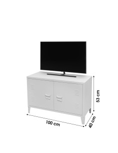 Meuble TV En Métal Industriel Blanc Five 2