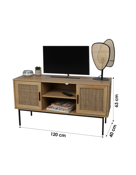 Meuble TV Avec 2 Portes Et 2 Étagères Marron Romy Atmosphera