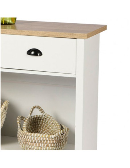 Console Avec 1 Etagere Et 2 Tiroirs Virginia Blanc Atmosphera