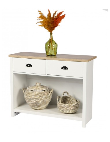 Console Avec 1 Etagere Et 2 Tiroirs Virginia Blanc Atmosphera