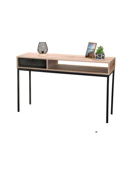 Console En Bois Avec Grillage Industriel Soho Noire Atmosphera