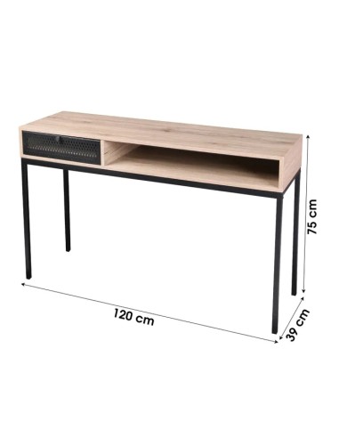 Console En Bois Avec Grillage Industriel Soho Noire Atmosphera