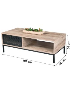 Table Basse En Bois Avec Grillage Soho Noire Atmosphera 2