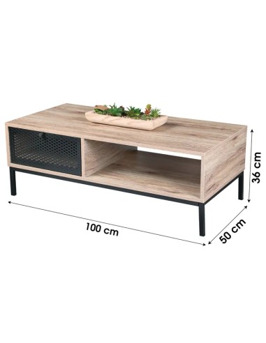 Table Basse En Bois Avec Grillage Soho Noire Atmosphera