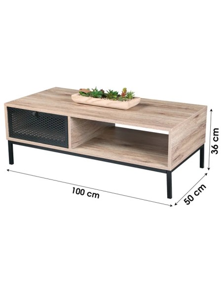 Table Basse En Bois Avec Grillage Soho Noire Atmosphera
