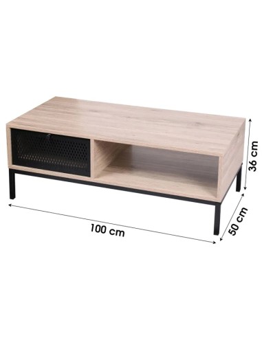 Table Basse En Bois Avec Grillage Soho Noire Atmosphera