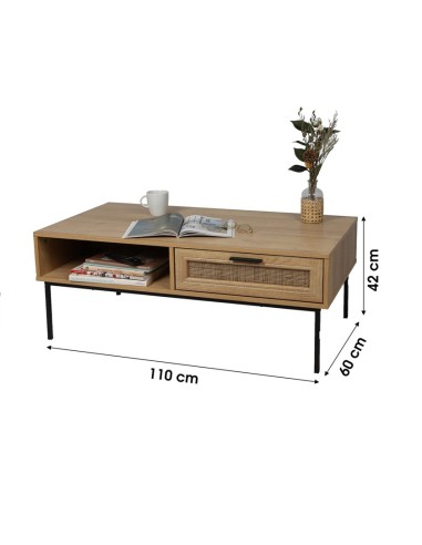 Table Basse Avec 1 Tiroir Romy Marron Five
