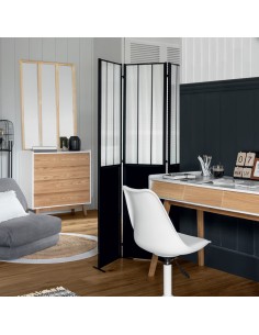 Paravent Atelier En Métal Et Verre Noam Noir Atmosphera 2