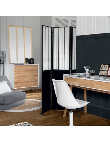 Paravent Atelier En Métal Et Verre Noam Noir Atmosphera