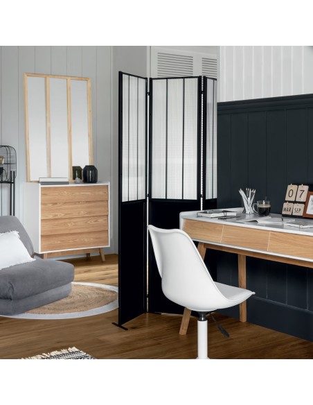 Paravent Atelier En Métal Et Verre Noam Noir Atmosphera