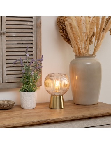 Lampe à poser En Verre Laye H19,5 Doré Atmosphera
