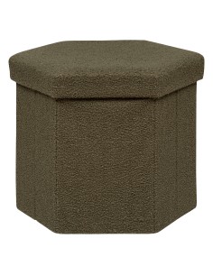 Pouf pliant hexagonal Jako bouclette Vert Kaki Atmosphera