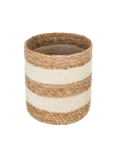 Lot de 4 paniers en jute Bicolore Blanc Atmosphera