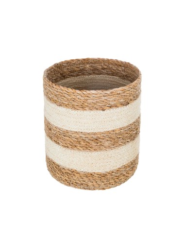 Lot de 4 paniers en jute Bicolore Blanc Atmosphera