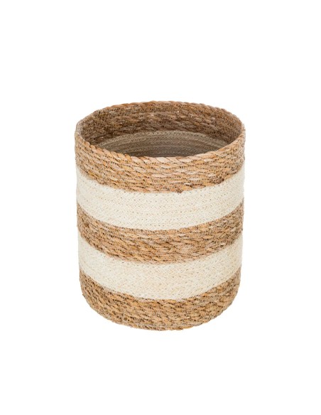 Lot de 4 paniers en jute Bicolore Blanc Atmosphera