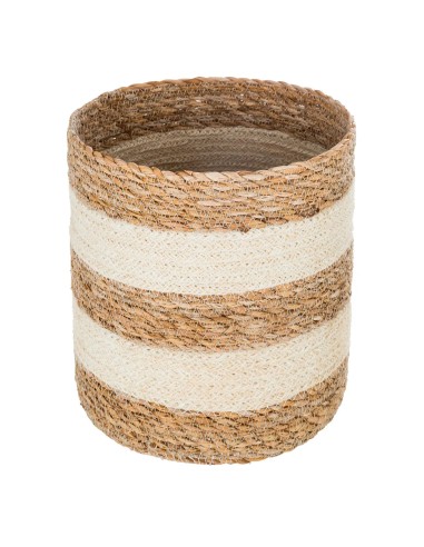 Lot de 4 paniers en jute Bicolore Blanc Atmosphera