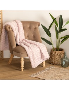 Plaid Rose Effet Fourrure Bouclée 120x160 Atmosphera 2