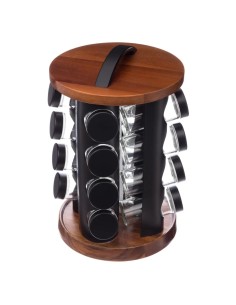 Pot epice rotatif x16 Acacia Noir Secret de Gourmet
