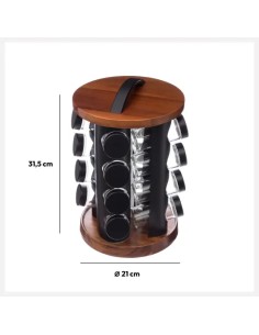 Pot epice rotatif x16 Acacia Noir Secret de Gourmet 2