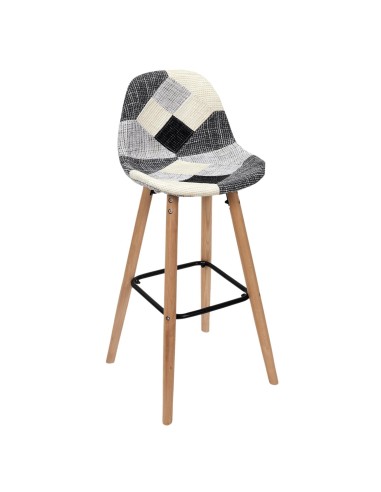 Lot De 2 Tabourets de bar Patchwork Gris Home Deco Factory