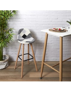 Lot De 2 Tabourets de bar Patchwork Gris Home Deco Factory 2